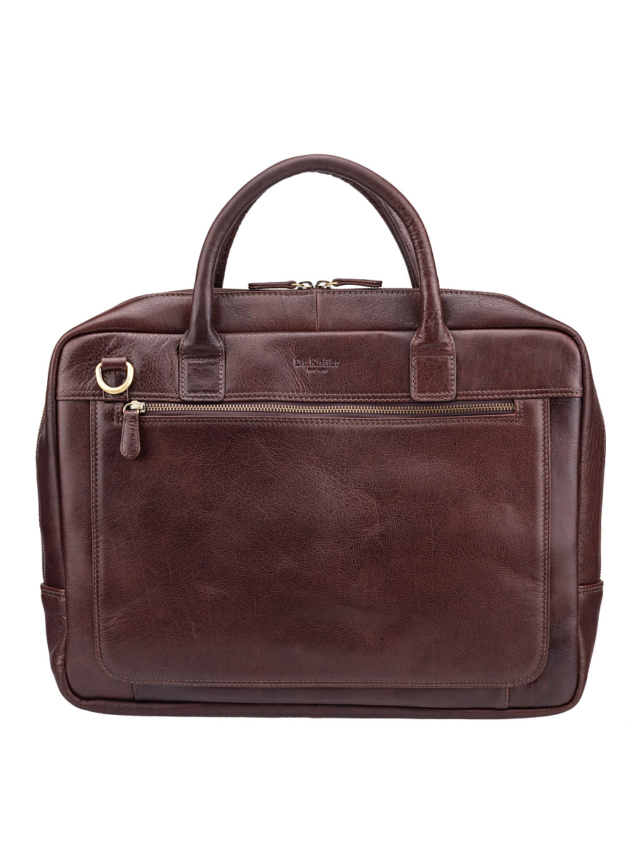 Деловая сумка Dr.Koffer из натуральной кожи темно-коричневая