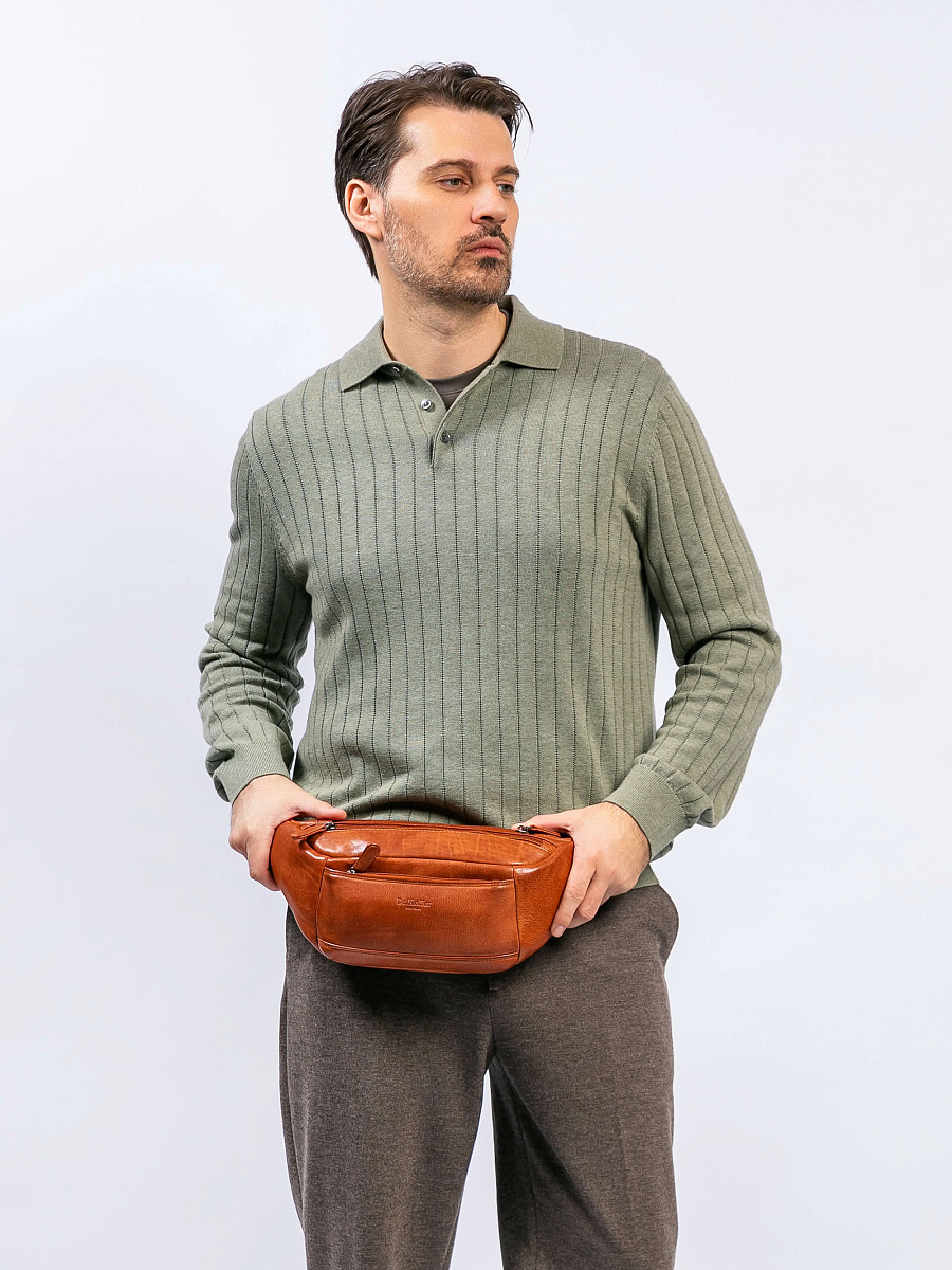 Сумка на пояс Dr. Koffer из натуральной кожи коричневая