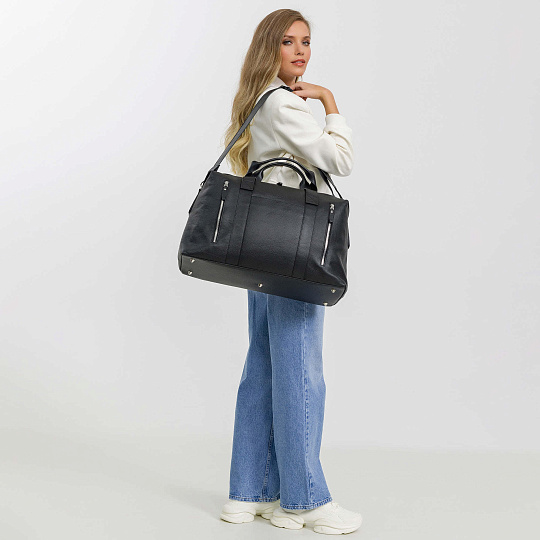 Сумка дорожная Dr.Koffer  из натуральной кожи черная