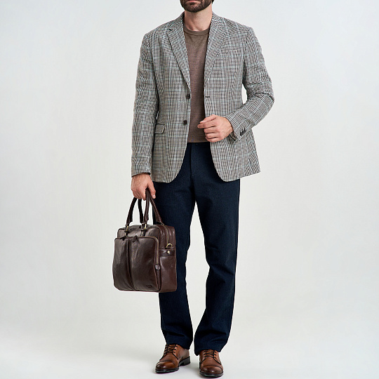 Деловая сумка Dr.Koffer из натуральной кожи темно-коричневая