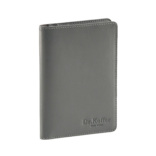 Обложка для паспорта Dr.Koffer из натуральной кожи серая