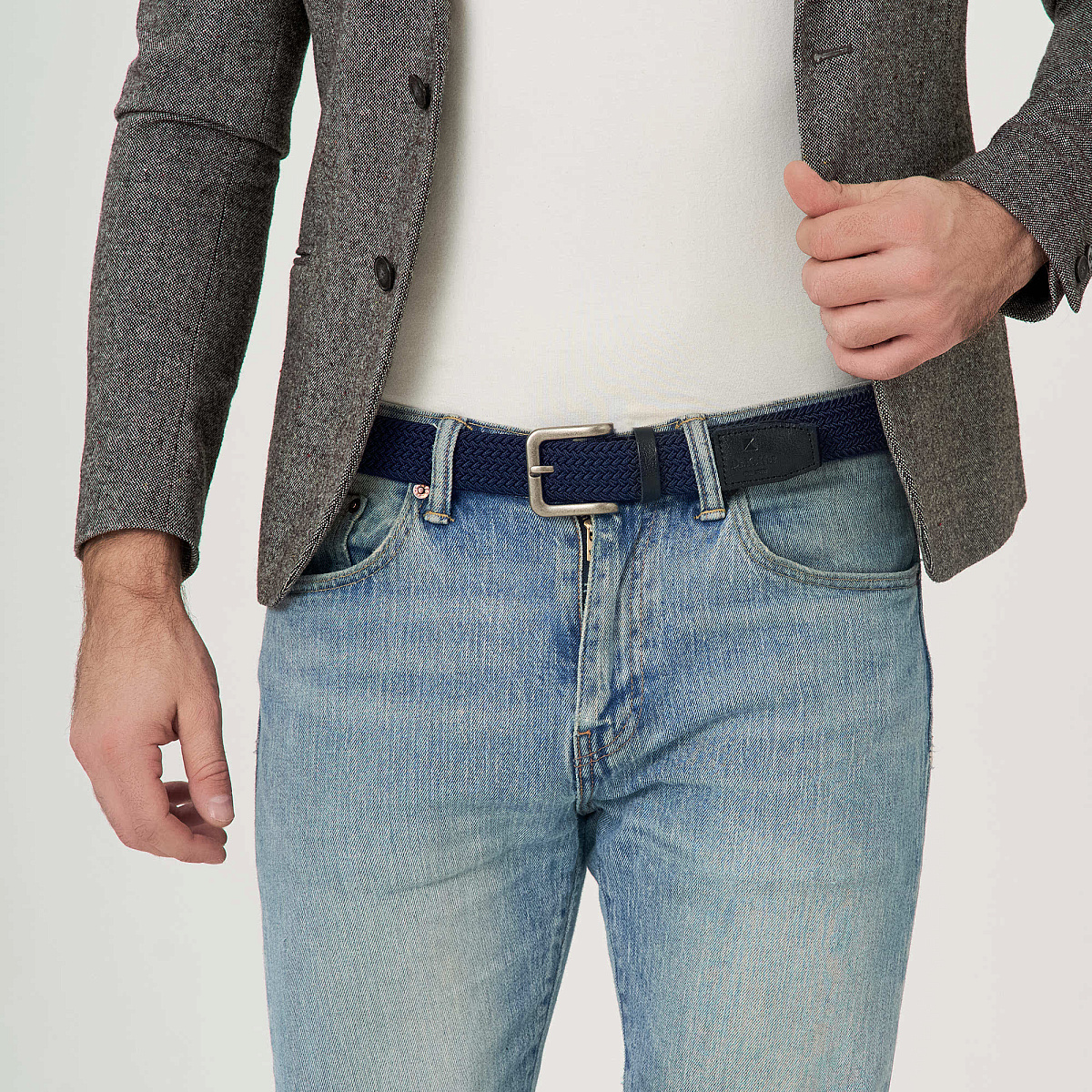 Ремень Dr.Koffer из натуральной кожи и текстиля синий