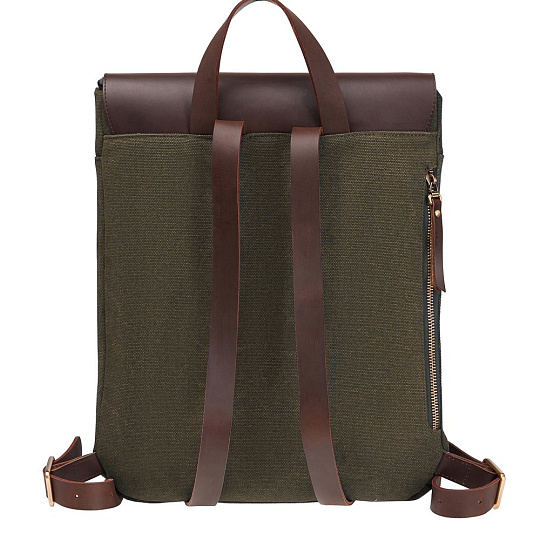 Рюкзак Dr.Koffer из канваса и натуральной кожи зеленый
