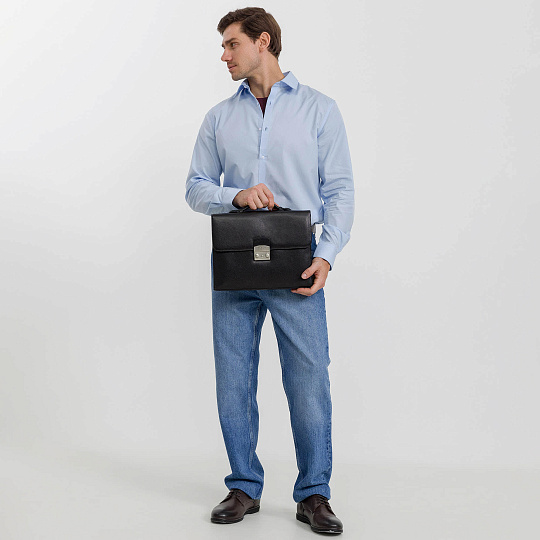 Портфель Dr.Koffer из натуральной кожи черный