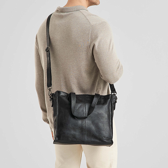 Деловая сумка Dr.Koffer из натуральной кожи черная