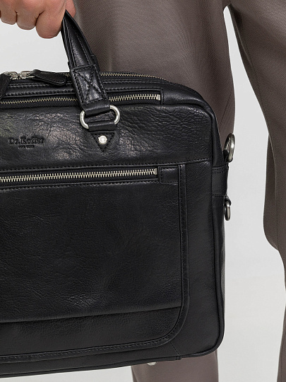 Деловая сумка Dr.Koffer из натуральной кожи черная