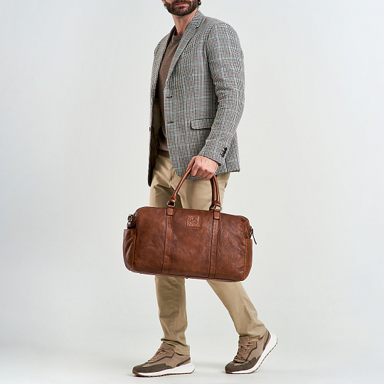 Сумка дорожная Dr.Koffer из натуральной кожи коричневая