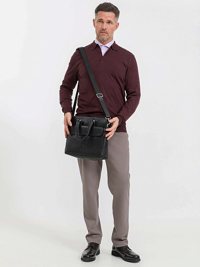Деловая сумка Dr.Koffer из натуральной кожи черная