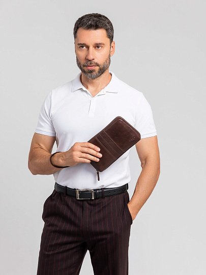 Сумка барсетка из натуральной кожи Dr. Koffer коричневая