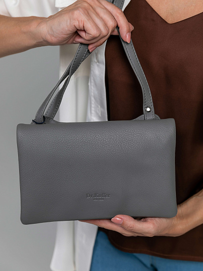 Сумка через плечо Dr.Koffer из натуральной кожи серая