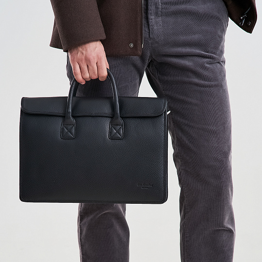 Деловая сумка Dr.Koffer из натуральной кожи черная