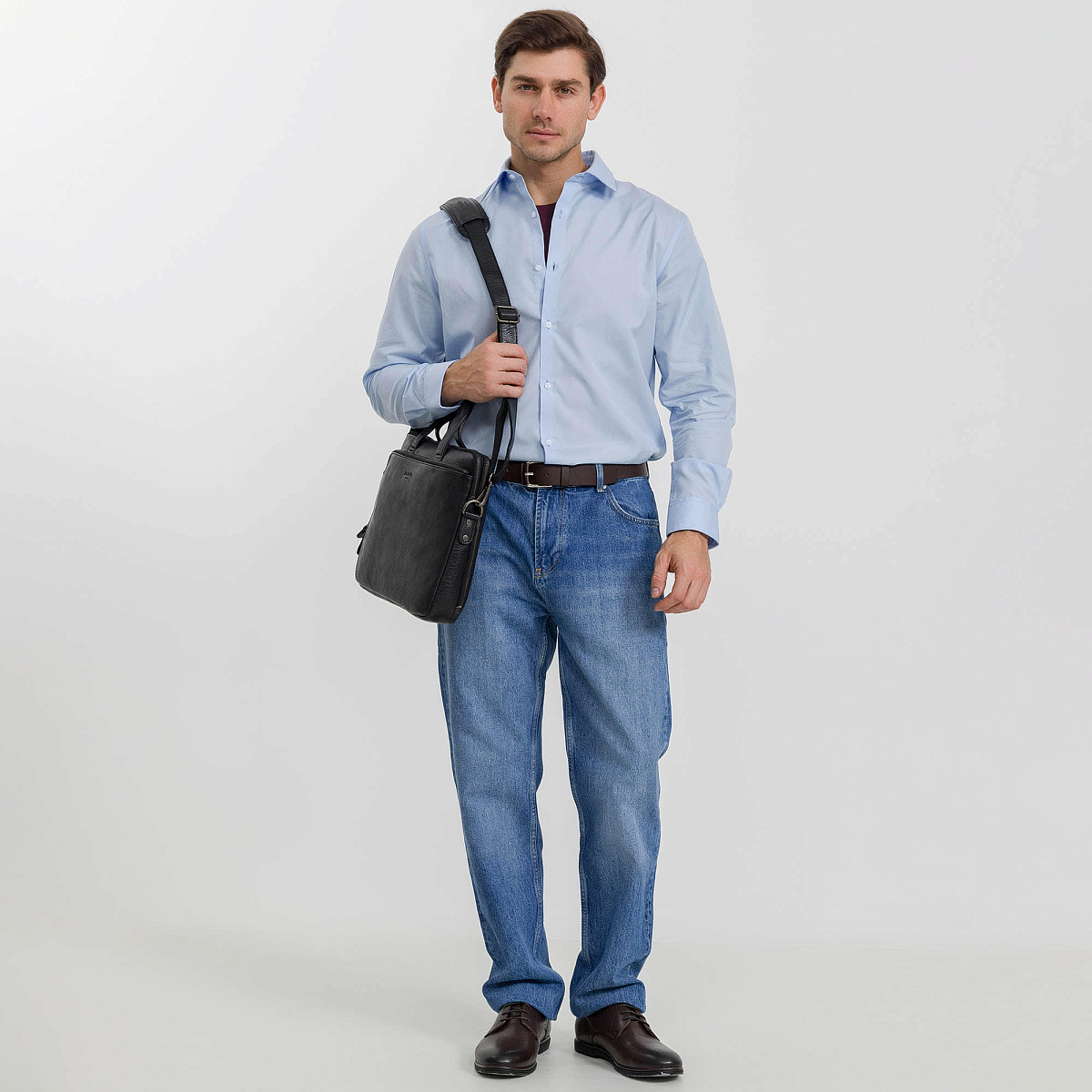 Деловая сумка Dr.Koffer из натуральной кожи черная