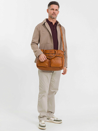 Деловая сумка Dr.Koffer из натуральной кожи коричневая