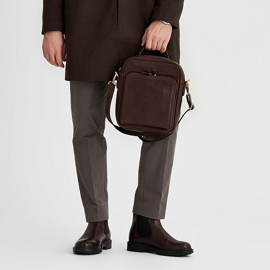 Сумка через плечо Dr.Koffer из натуральной кожи коричневая