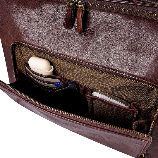 Деловая сумка Dr.Koffer из натуральной кожи темно-коричневая