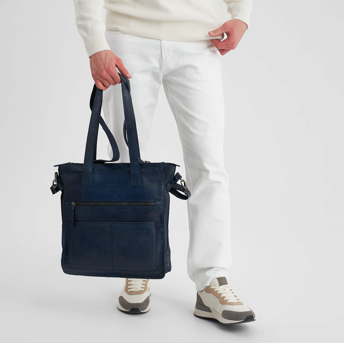 Деловая сумка Dr.Koffer из натуральной кожи синяя