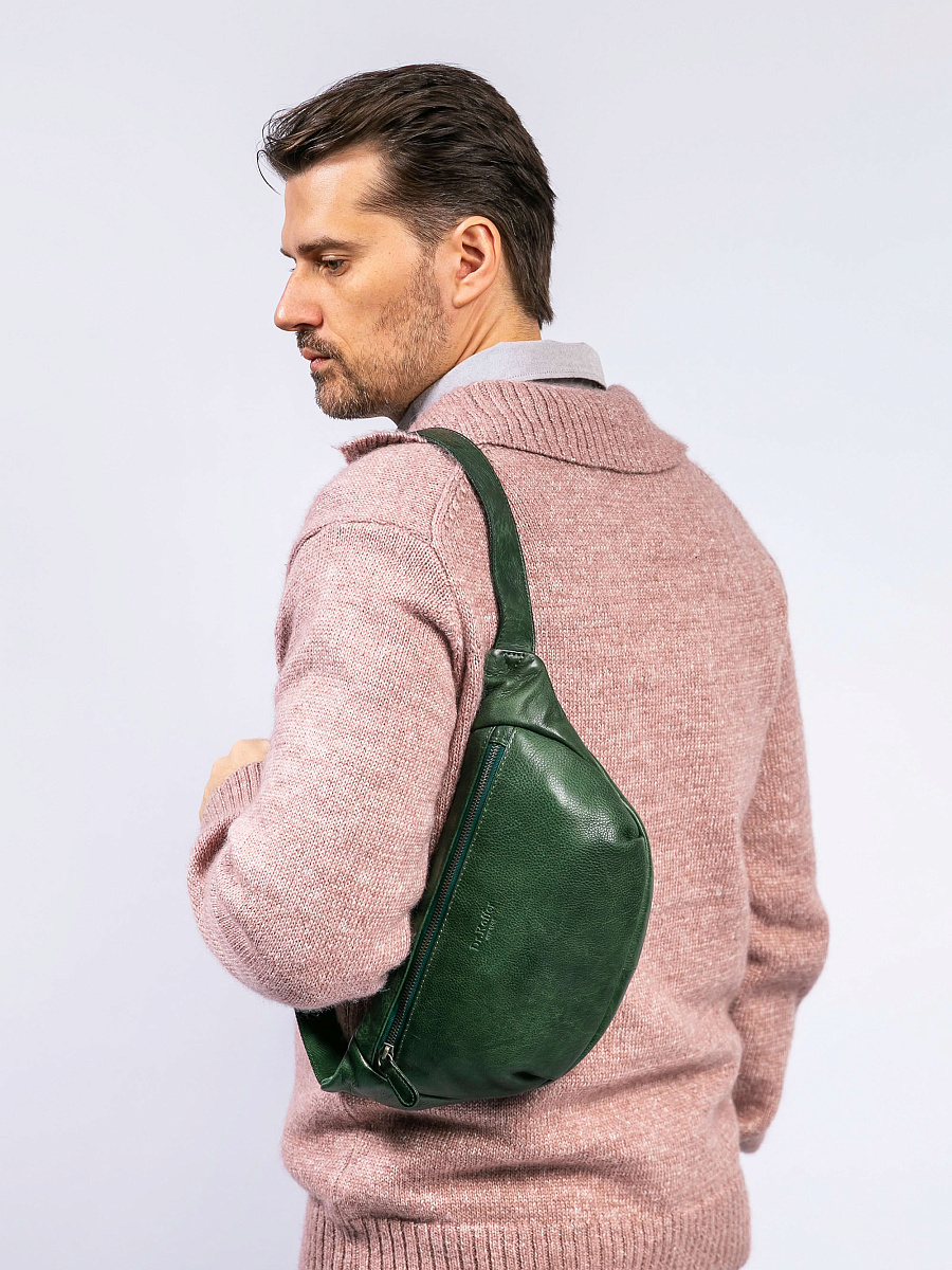 Сумка на пояс Dr. Koffer из натуральной кожи зеленая