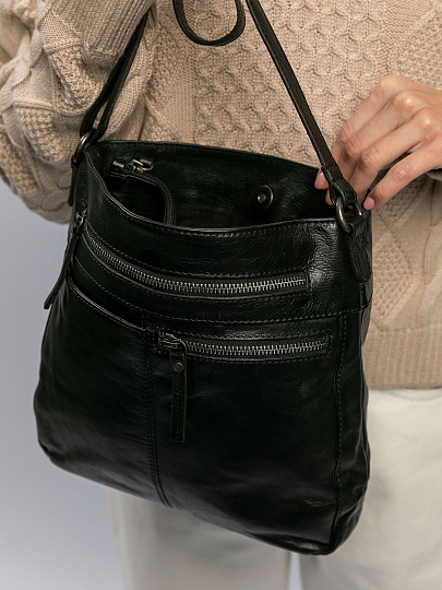 Сумка через плечо Dr.Koffer из натуральной кожи черная