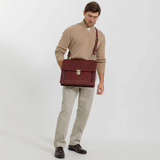 Портфель Dr.Koffer из натуральной кожи светло-коричневый