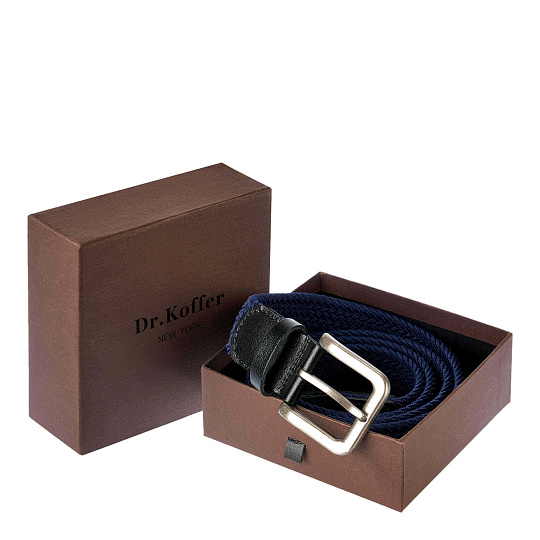 Ремень Dr.Koffer из натуральной кожи и текстиля синий