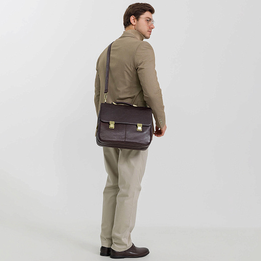 Портфель Dr.Koffer из натуральной кожи темно-коричневый