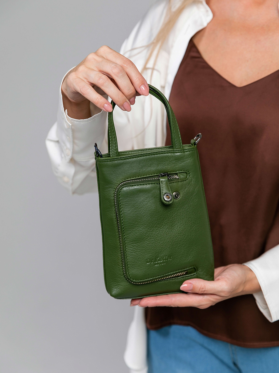 Сумка через плечо Dr.Koffer из натуральной кожи зеленая