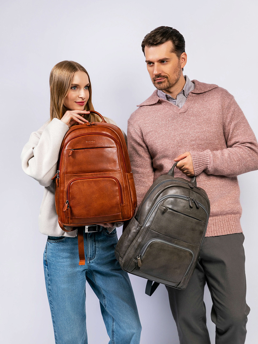 Рюкзак Dr. Koffer из натуральной кожи серый