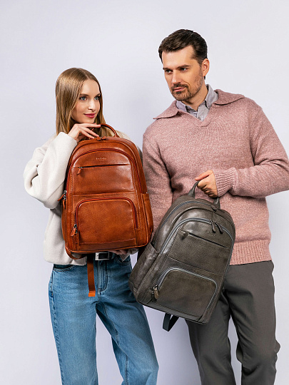 Рюкзак Dr. Koffer из натуральной кожи серый