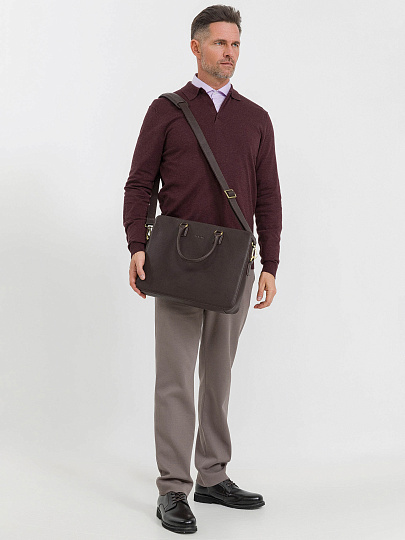 Деловая сумка Dr.Koffer из натуральной кожи темно-коричневая