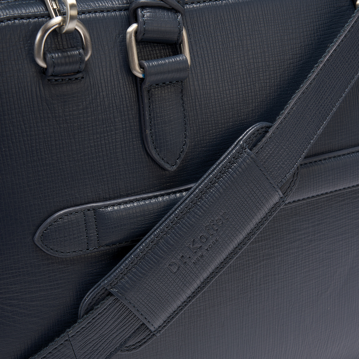 Деловая сумка Dr.Koffer из натуральной кожи синяя