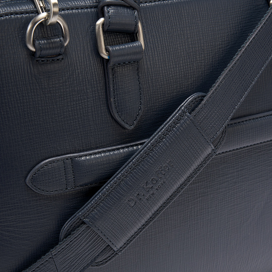 Деловая сумка Dr.Koffer из натуральной кожи синяя