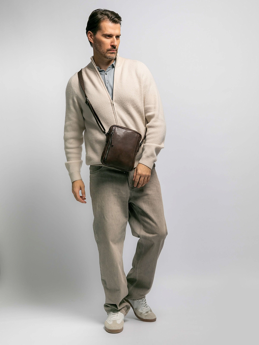 Сумка через плечо Dr.Koffer из натуральной кожи коричневая