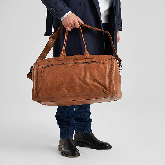 Сумка дорожная Dr.Koffer из натуральной кожи коричневая