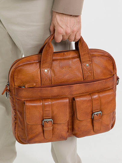 Деловая сумка Dr.Koffer из натуральной кожи коричневая