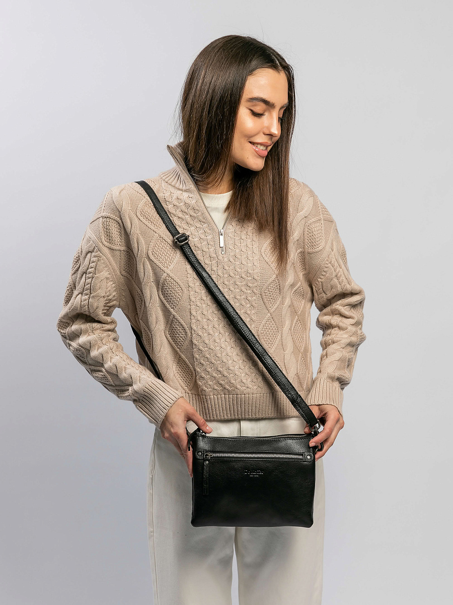 Сумка через плечо Dr.Koffer из натуральной кожи черная