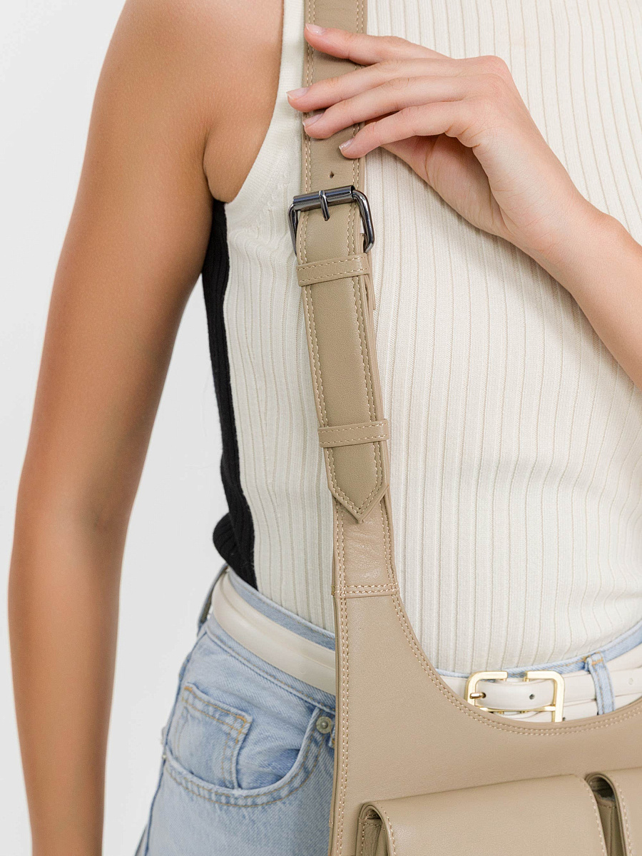 Сумка через плечо Dr.Koffer из натуральной кожи бежевая