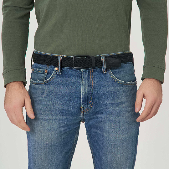 Ремень Dr.Koffer из натуральной кожи и текстиля черный