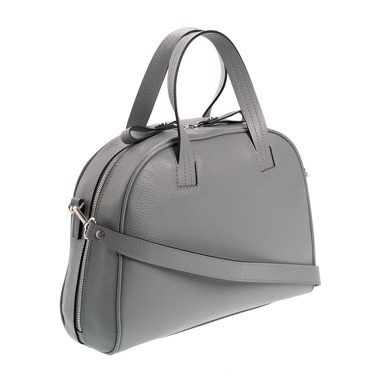 Женская сумка Dr. Koffer из натуральной кожи серебристая