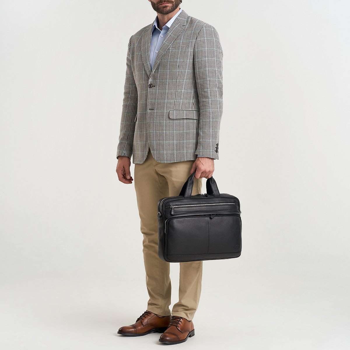 Деловая сумка Dr.Koffer из натуральной кожи черная