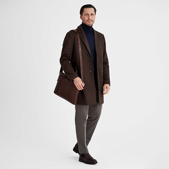 Деловая сумка Dr.Koffer из натуральной кожи темно-коричневая