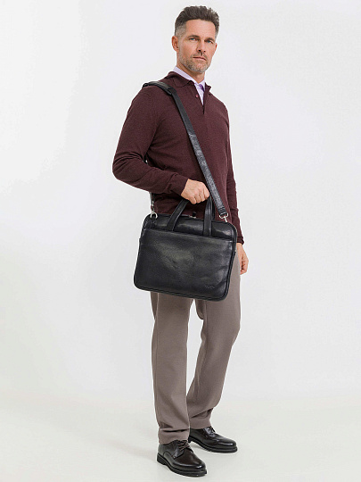 Деловая сумка Dr.Koffer из натуральной кожи черная