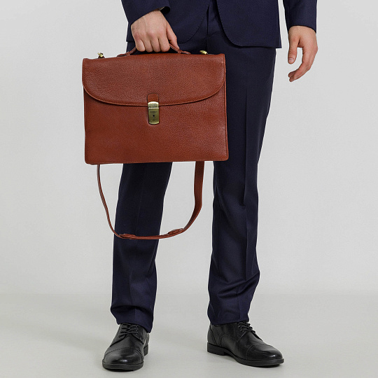 Портфель Dr.Koffer из натуральной кожи светло-коричневый