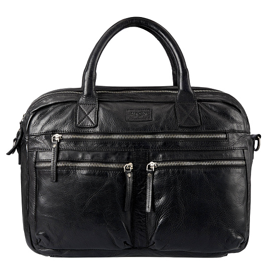 Деловая сумка Dr.Koffer из натуральной кожи черная