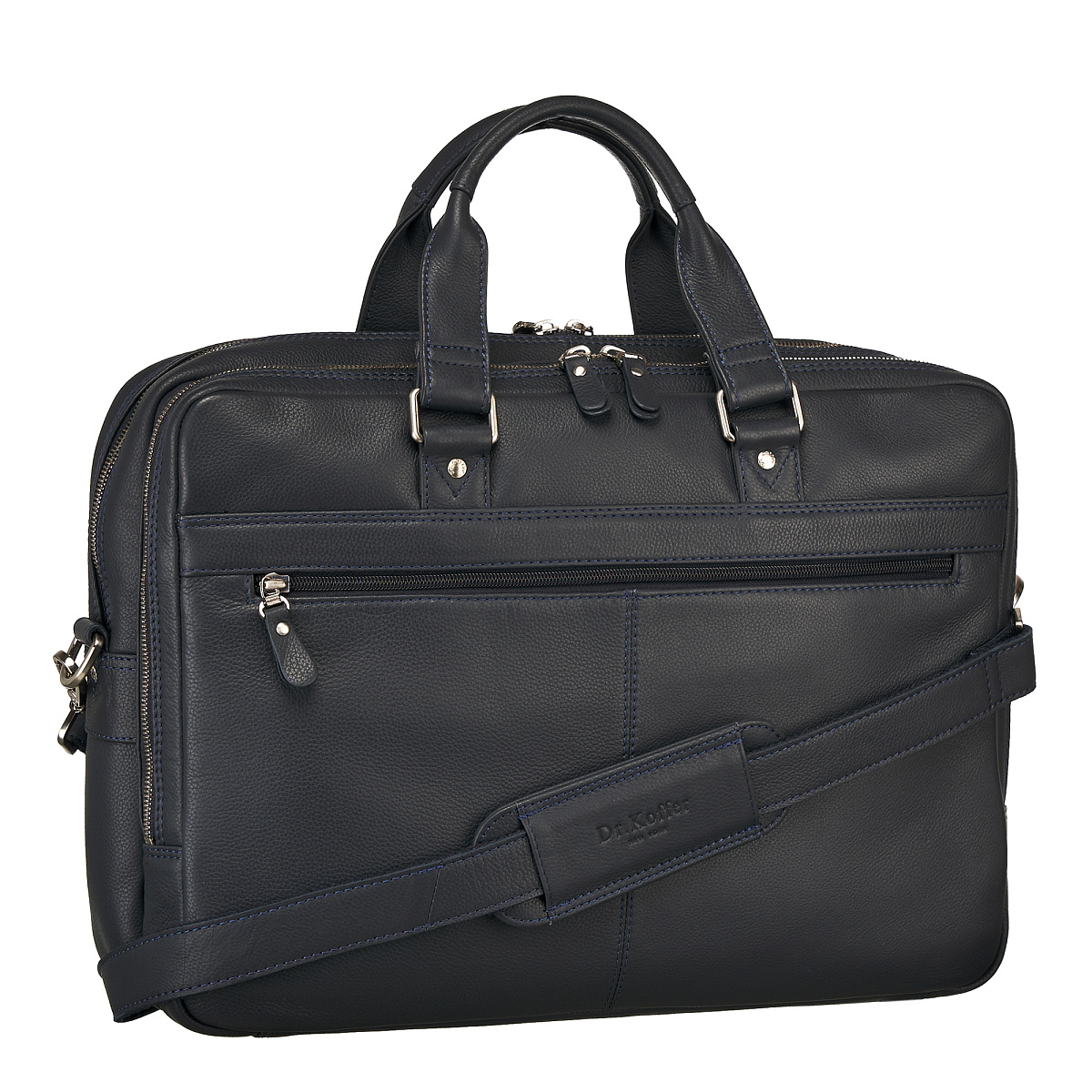 Деловая сумка Dr.Koffer из натуральной кожи синяя