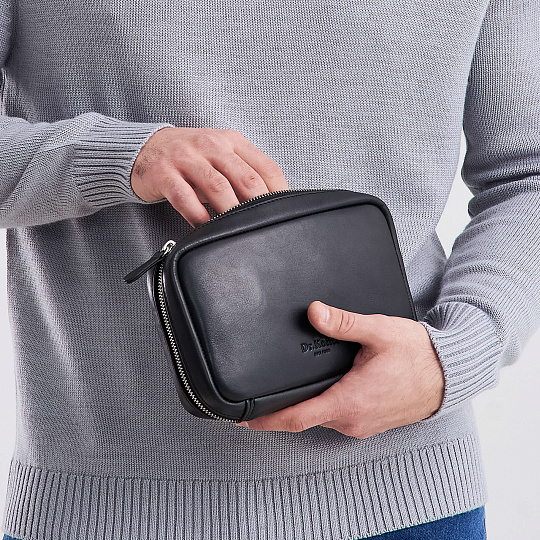 Несессер Dr. Koffer из натуральной кожи черный