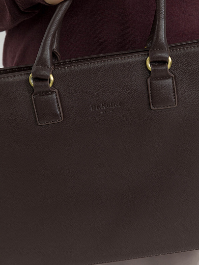 Деловая сумка Dr.Koffer из натуральной кожи темно-коричневая