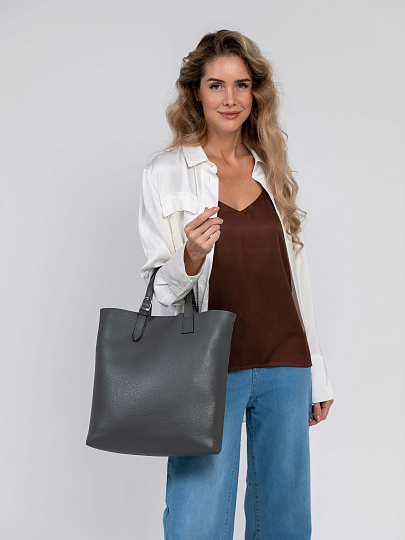 Женская сумка Dr.Koffer из натуральной кожи серая