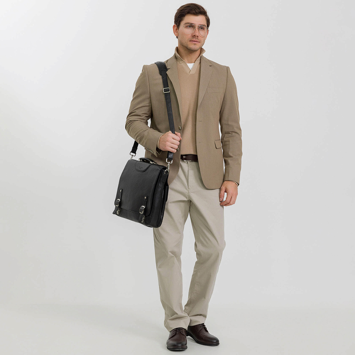 Портфель Dr.Koffer из натуральной кожи черный