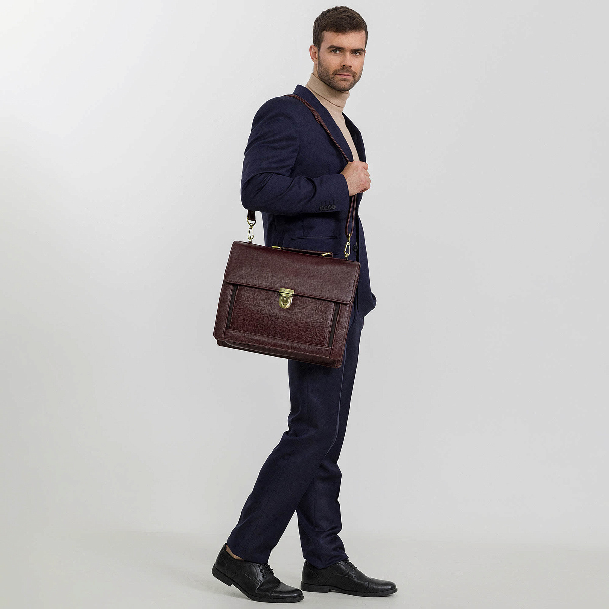 Портфель Dr.Koffer из натуральной кожи темно-коричневый