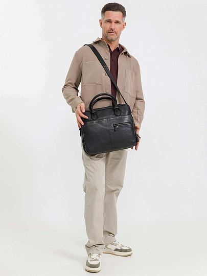 Деловая сумка Dr.Koffer из натуральной кожи черная